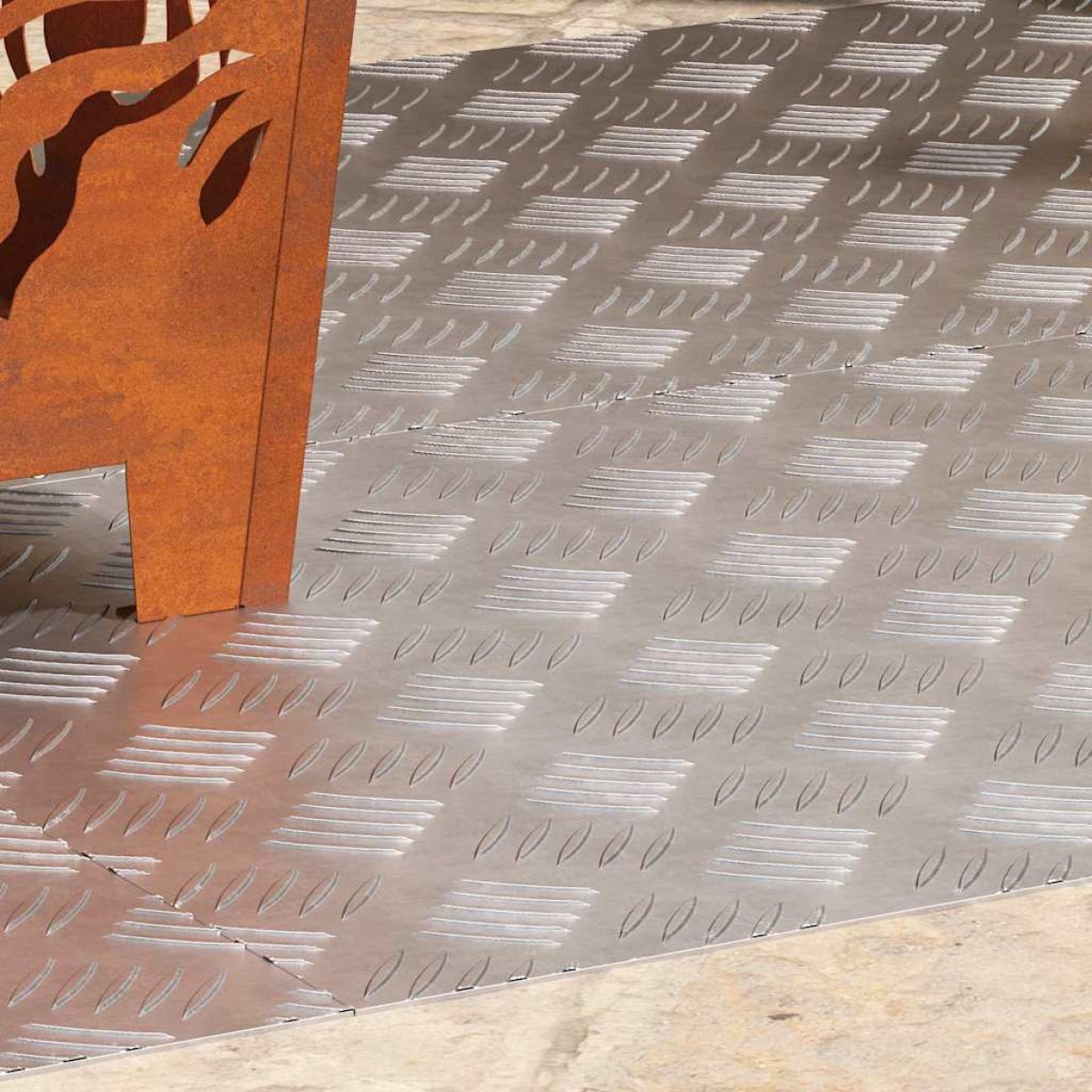 vidaXL Σκαλοπάτι 4 τμχ. 100 x 50 cm Ασημί Αλουμίνιο Ορθογώνιος