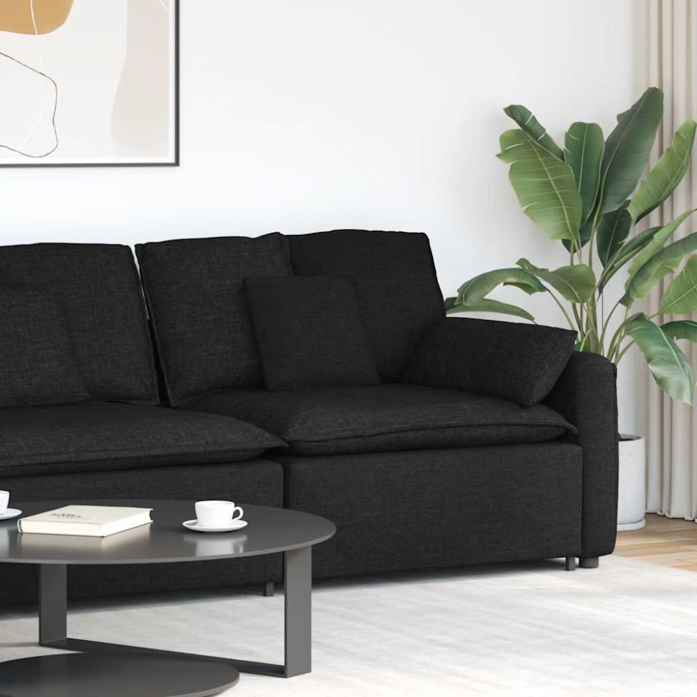 vidaXL Μονάδα Υποβραχιόνιου Καναπέ με Μαξιλάρια Μαύρο 100 εκ.