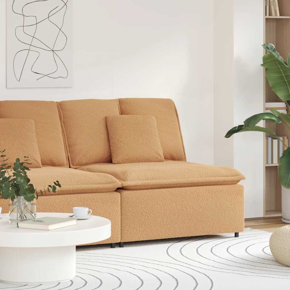vidaXL Κεντρικός Καναπές με Μαξιλάρια Μπεζ 100 εκ.