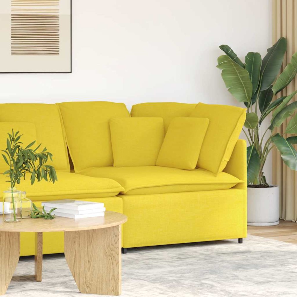 vidaXL Γωνιακός Καναπές με Μαξιλάρια Ανοιχτό Κίτρινο 100 εκ.