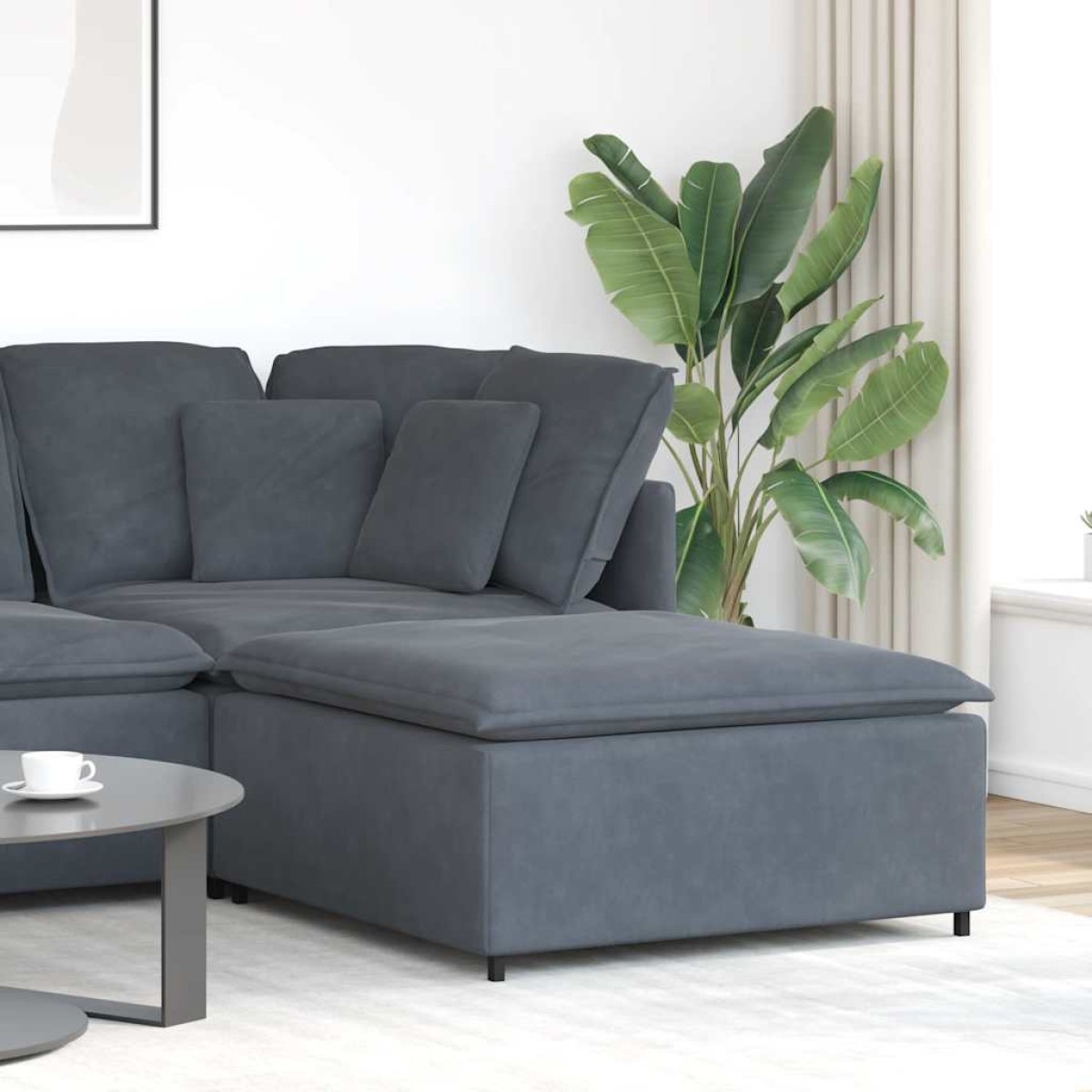 vidaXL Υποπόδιο Καναπέ Σκούρο Γκρι 100 x 100 x 48 εκ.