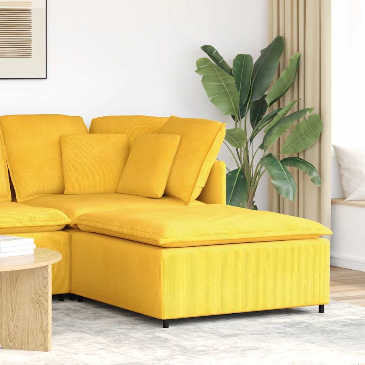 vidaXL Υποπόδιο Καναπέ Ανοιχτό Κίτρινο 100 x 100 x 48 εκ.
