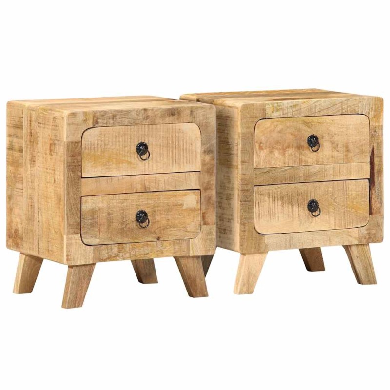 vidaXL Κομοδίνο 2 τεμάχια 40x32x46 cm Στερεό ξύλο Rough Mango
