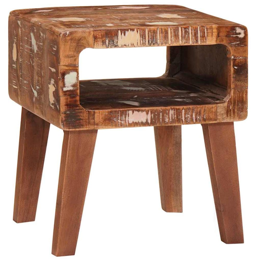 vidaXL End Table με ράφι Καφέ 40 x 32 x 46 εκ Στερεό Ανακτηθέν Ξύλο