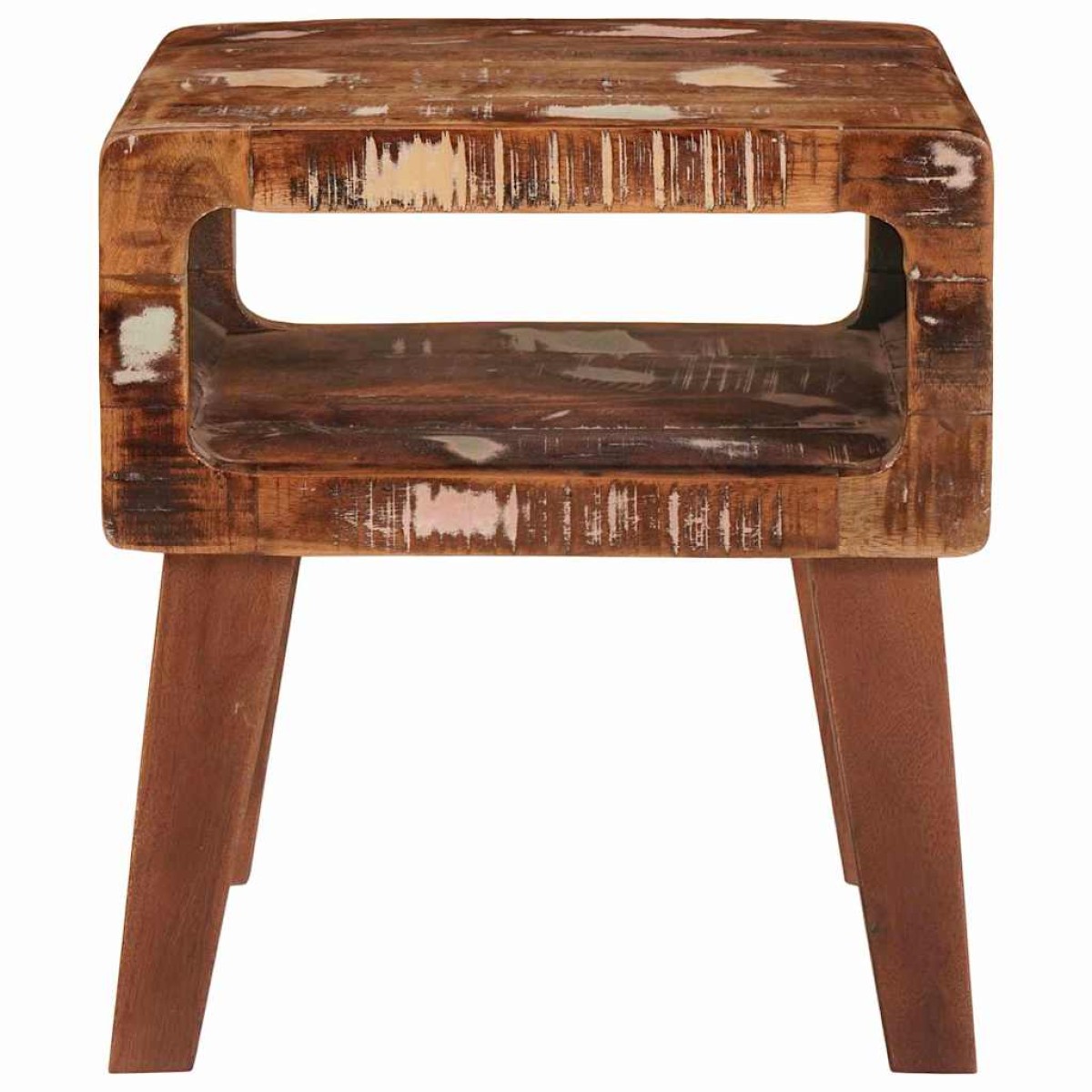 vidaXL End Table με ράφι Καφέ 40 x 32 x 46 εκ Στερεό Ανακτηθέν Ξύλο