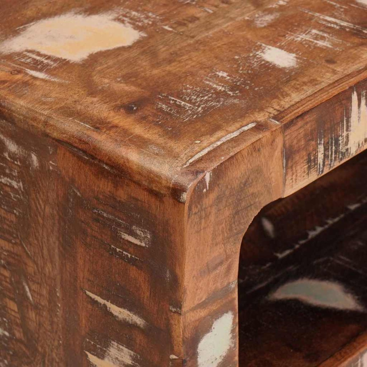 vidaXL End Table με ράφι Καφέ 40 x 32 x 46 εκ Στερεό Ανακτηθέν Ξύλο