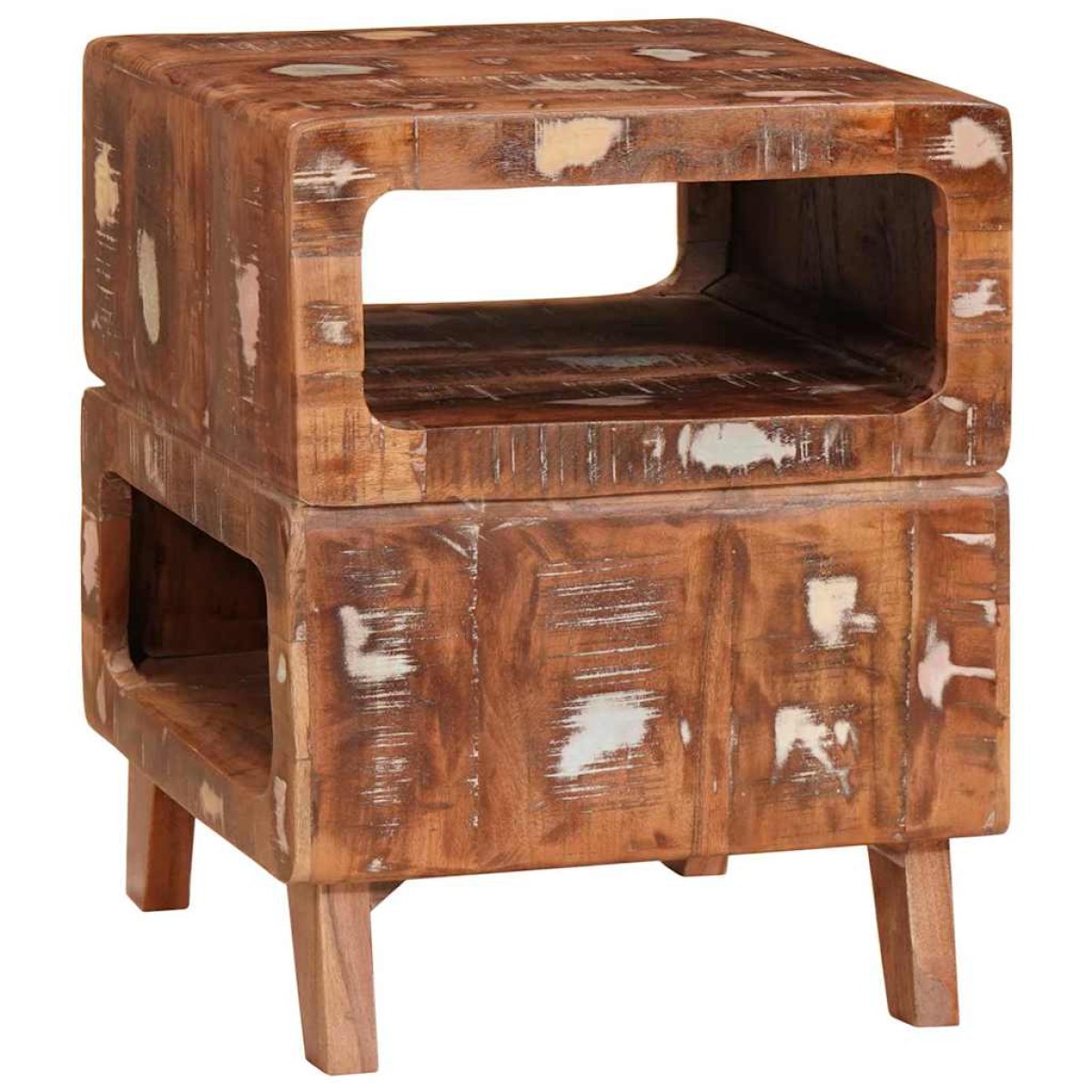 vidaXL End Table με ράφι Καφέ 40 x 40 x 49 εκ Στερεό Ανακτηθέν Ξύλο