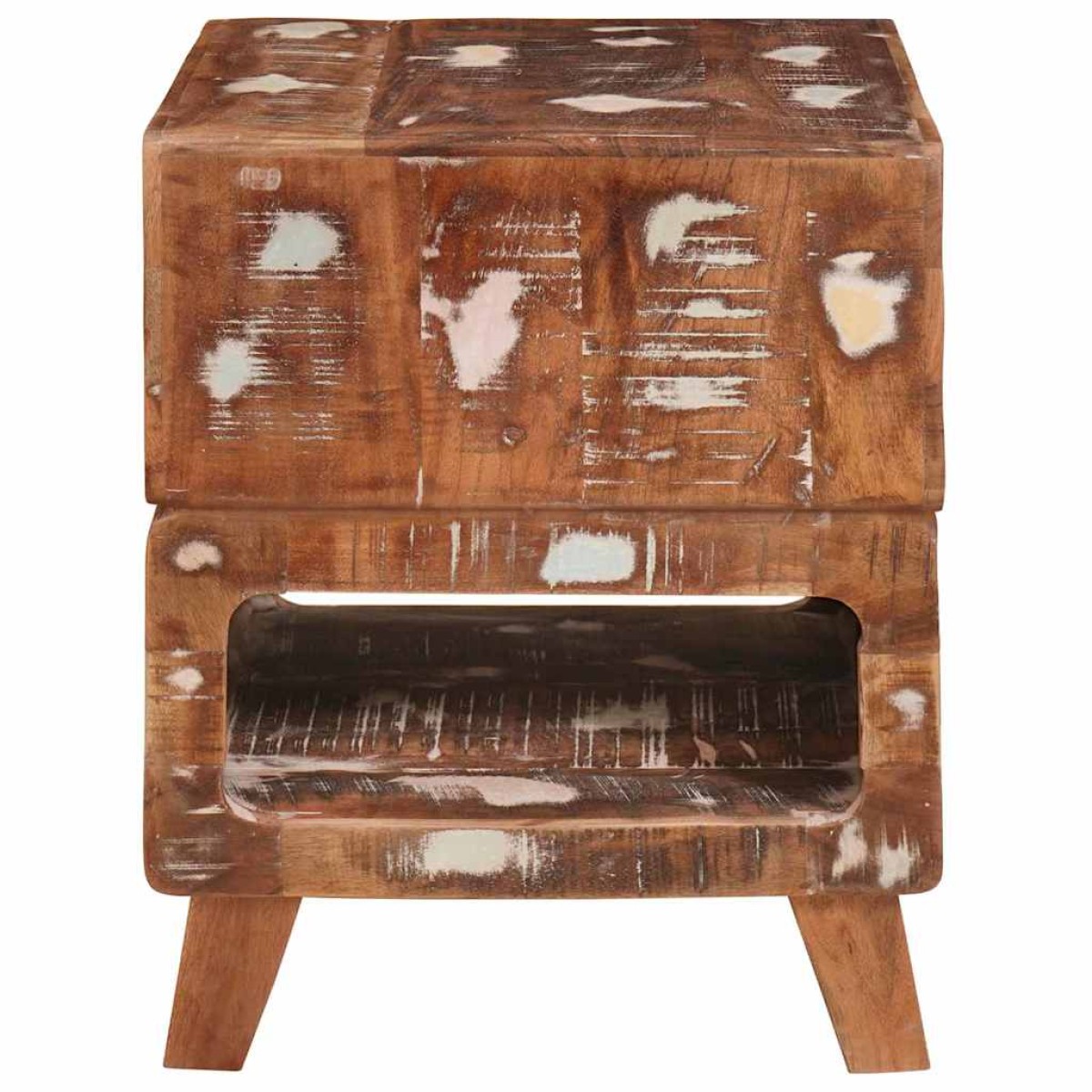 vidaXL End Table με ράφι Καφέ 40 x 40 x 49 εκ Στερεό Ανακτηθέν Ξύλο
