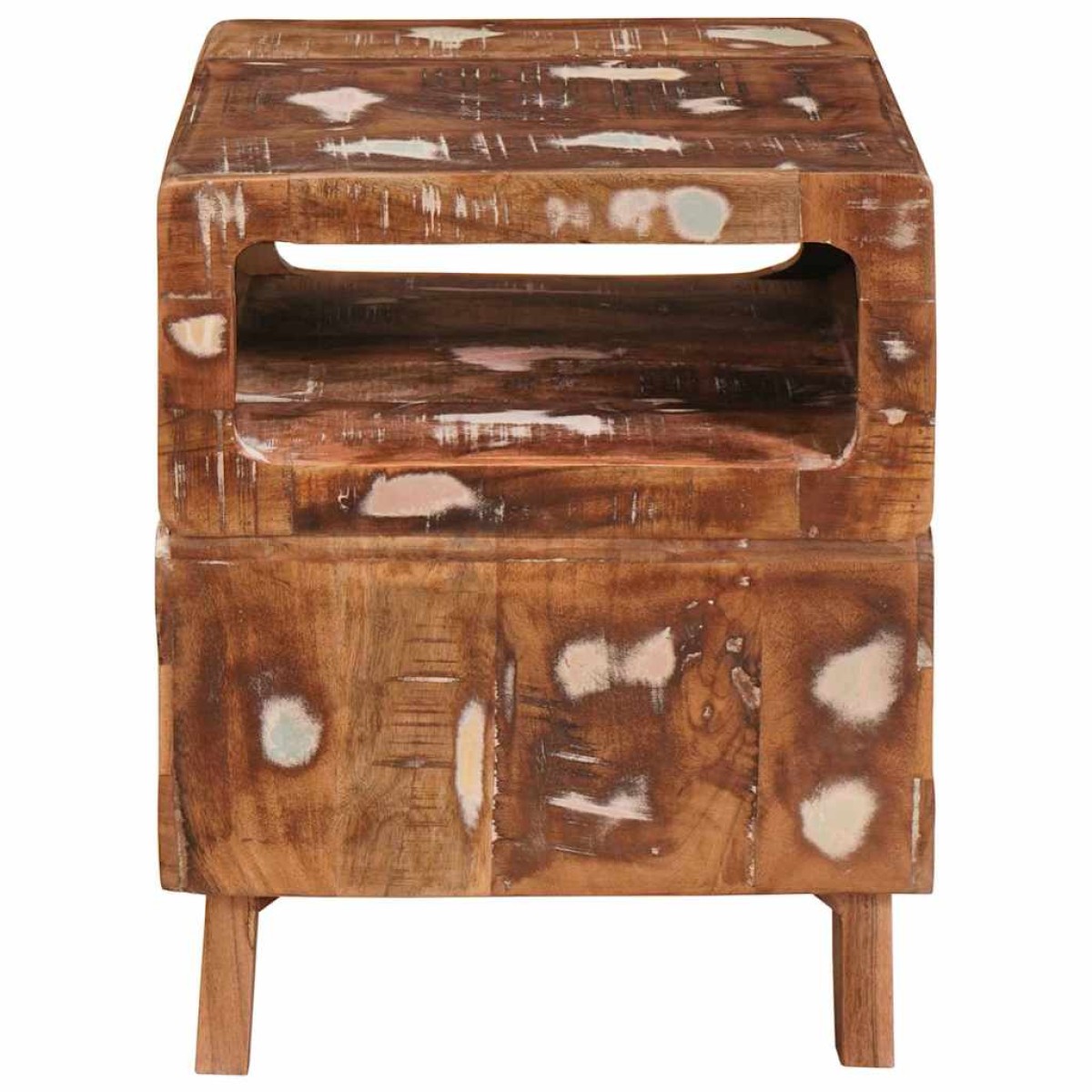 vidaXL End Table με ράφι Καφέ 40 x 40 x 49 εκ Στερεό Ανακτηθέν Ξύλο