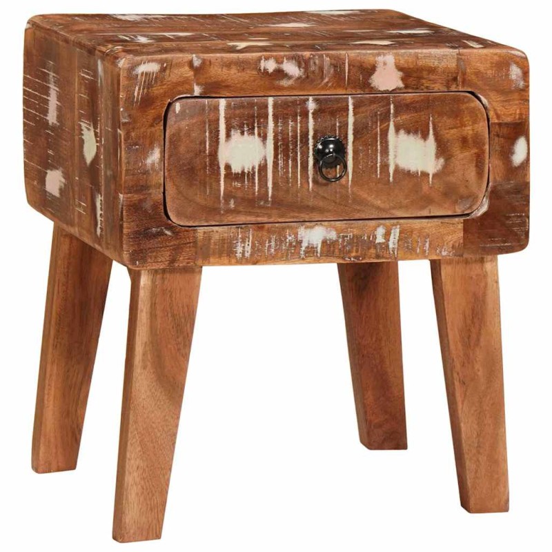 vidaXL End Table με συρτάρι Καφέ 40 x 32 x 46 εκ Στερεό Ανακτηθέν Ξύλο
