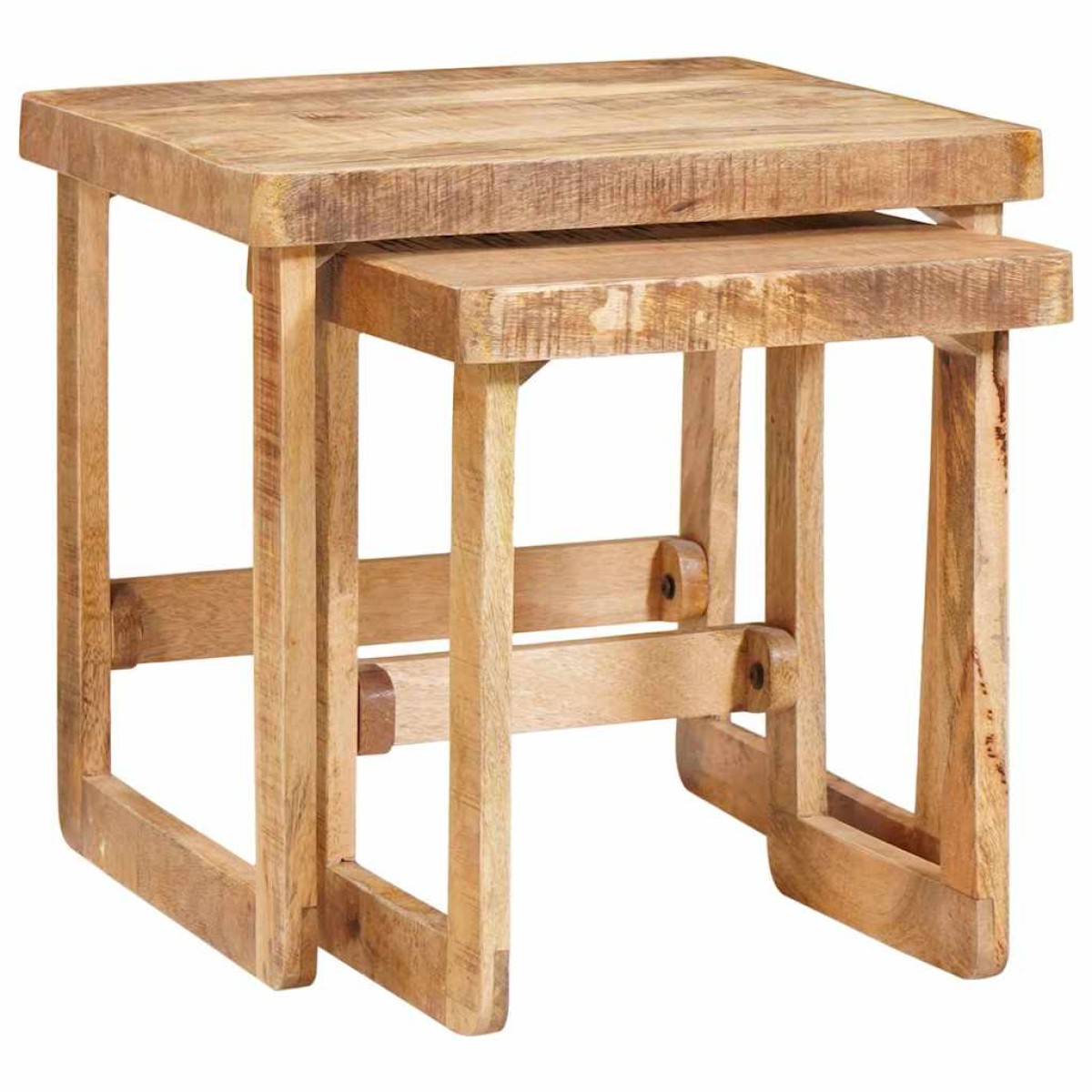 vidaXL Ένθετα τραπέζια 2 τμχ. Καφέ 46 x 46 x 45 εκ. Στερεό ξύλο μάνγκο