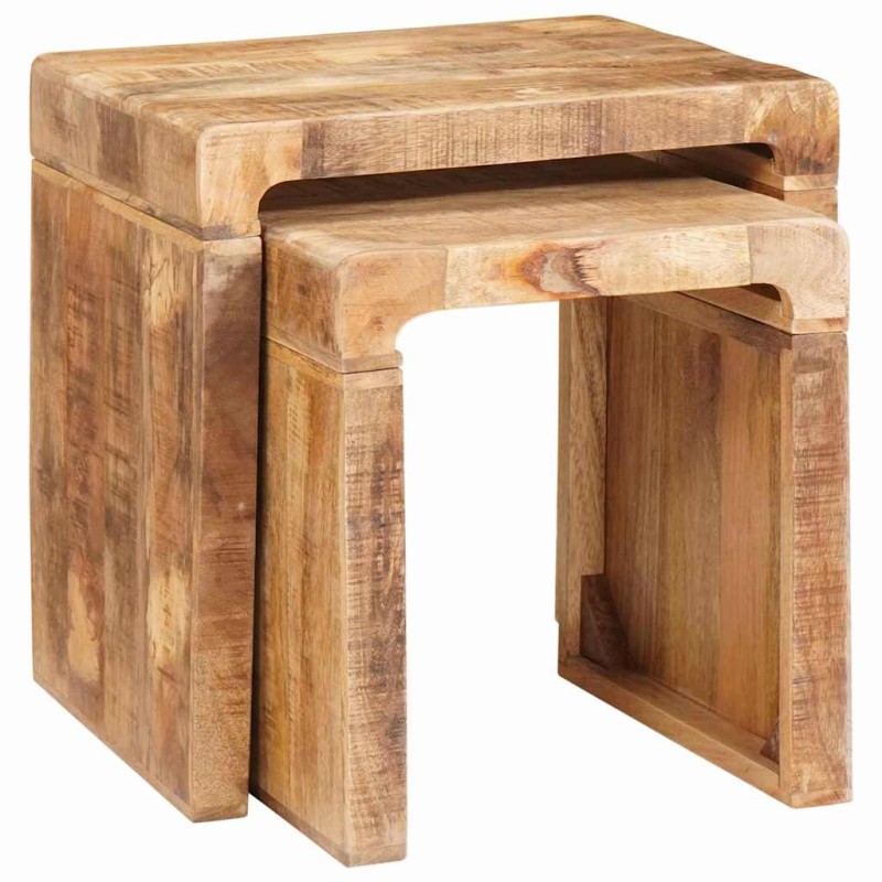 vidaXL Ένθετα τραπέζια 2 τμχ. Καφέ 46 x 40 x 46 εκ. Στερεό ξύλο μάνγκο