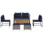 vidaXL Σετ Καναπέ Κήπου 6 τμχ. Γκρι και Navy Blue συνθετικό ρατάν