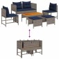 vidaXL Σετ Καναπέ Κήπου 6 τμχ. Γκρι και Navy Blue συνθετικό ρατάν
