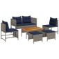 vidaXL Σετ Καναπέ Κήπου 6 τμχ. Γκρι και Navy Blue συνθετικό ρατάν