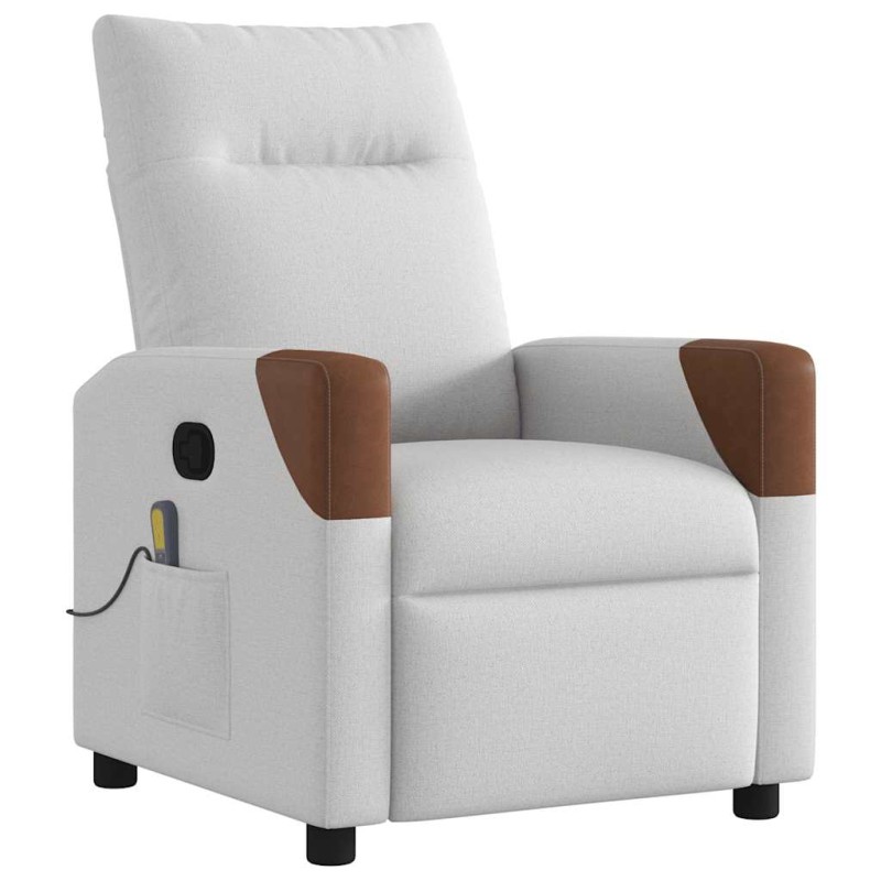 vidaXL καρέκλα ανάκλισης μασάζ Cloud Grey Fabric