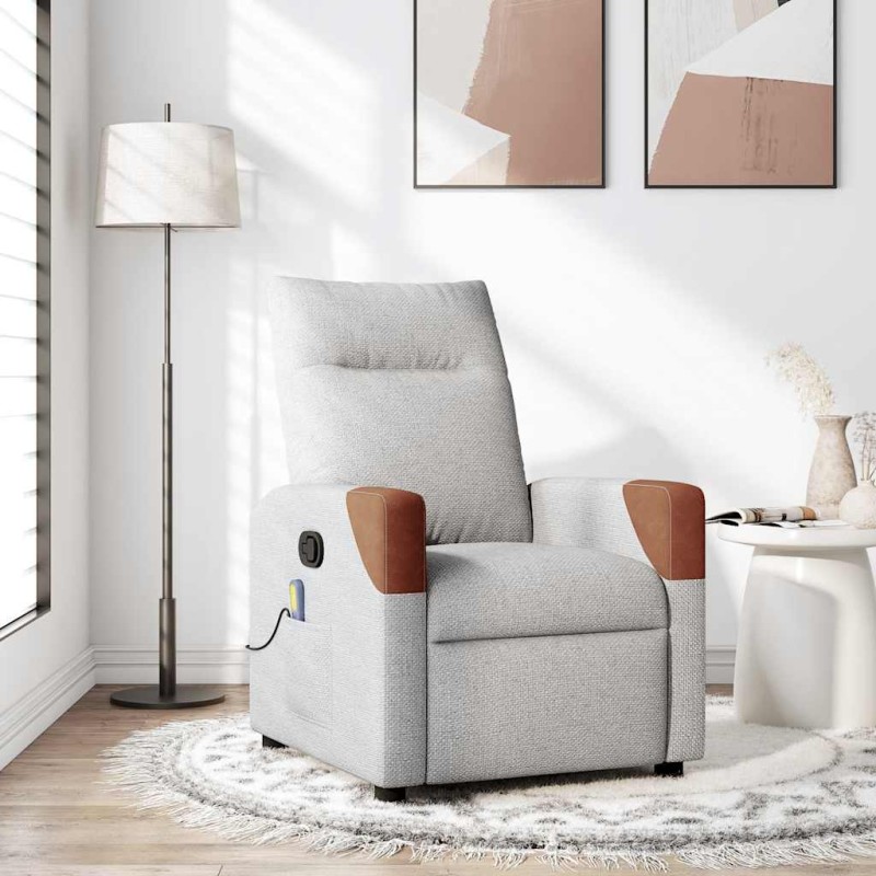 vidaXL καρέκλα ανάκλισης μασάζ Cloud Grey Fabric