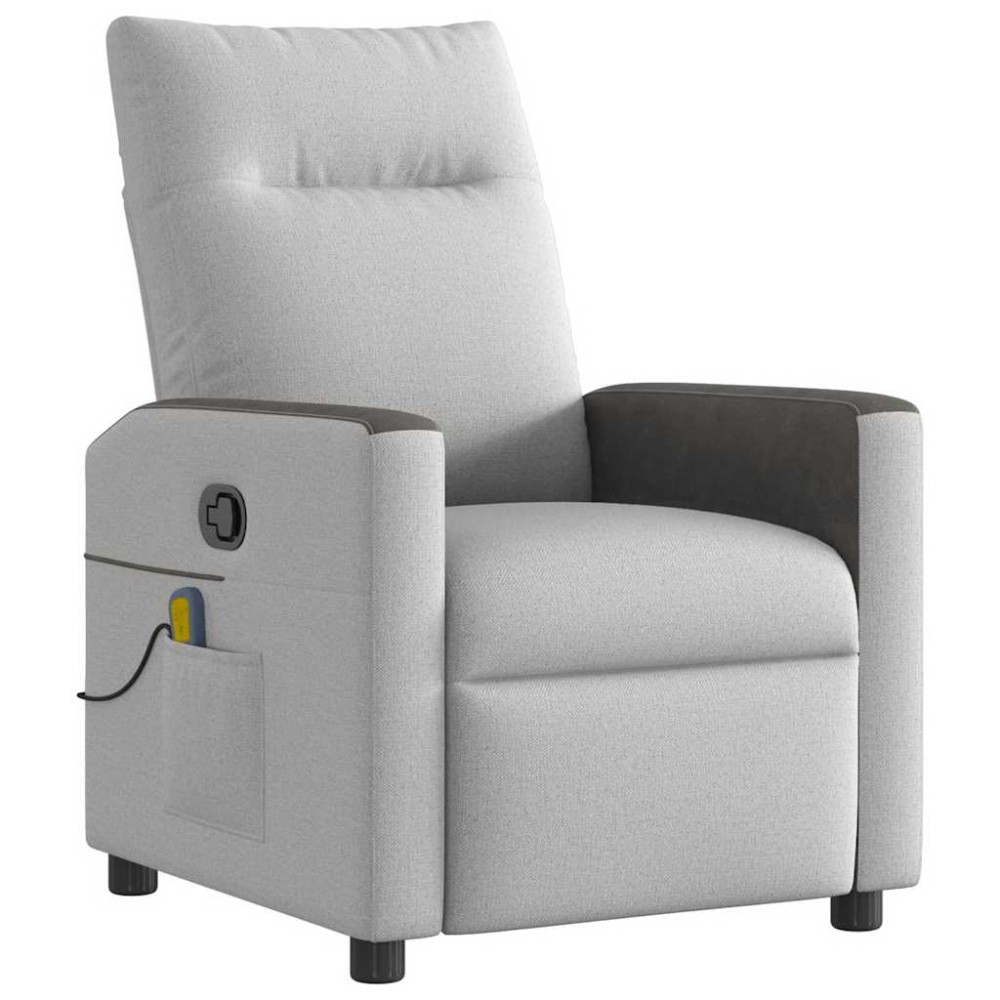 vidaXL καρέκλα ανάκλισης μασάζ Cloud Grey Fabric