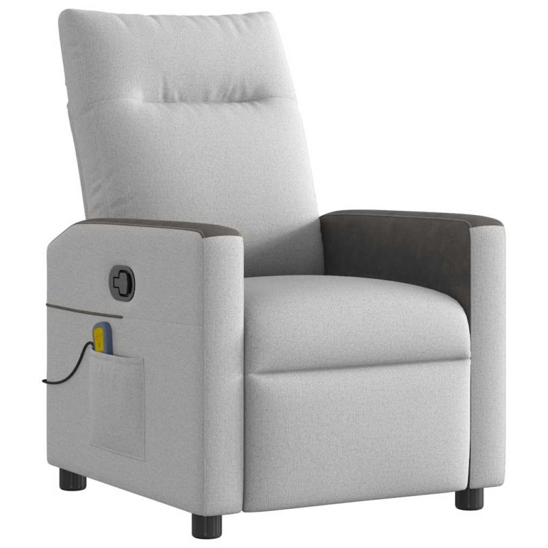 vidaXL καρέκλα ανάκλισης μασάζ Cloud Grey Fabric