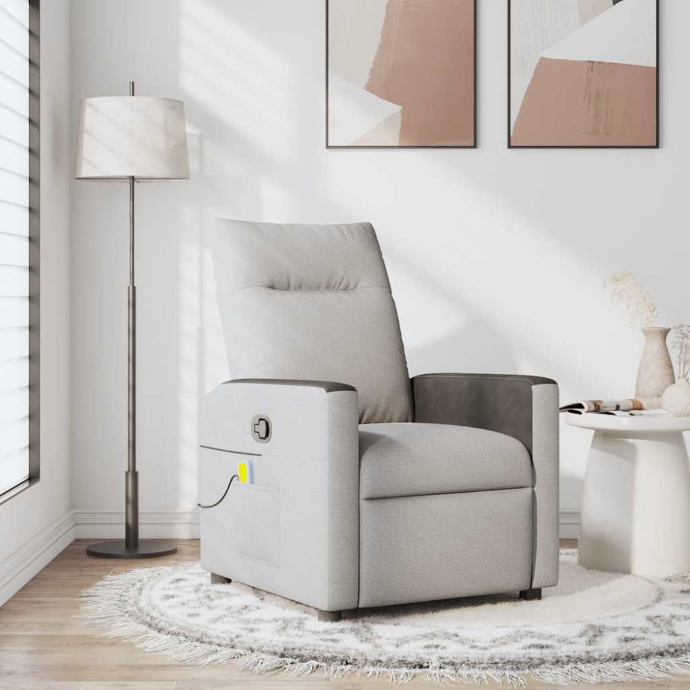 vidaXL καρέκλα ανάκλισης μασάζ Cloud Grey Fabric