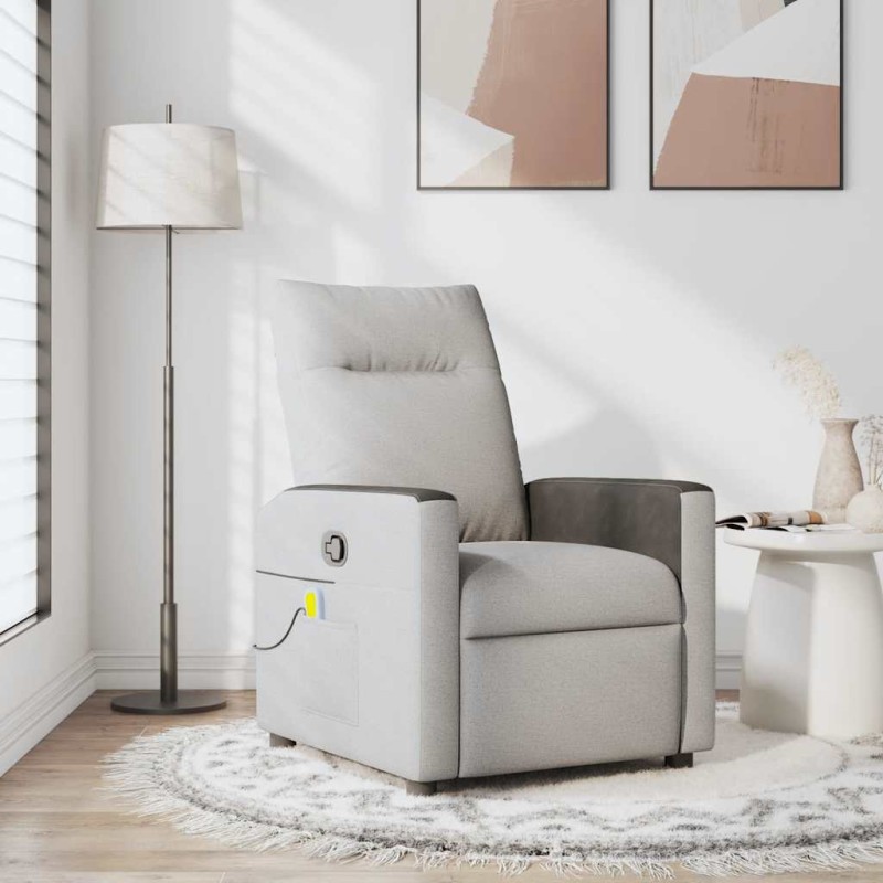vidaXL καρέκλα ανάκλισης μασάζ Cloud Grey Fabric