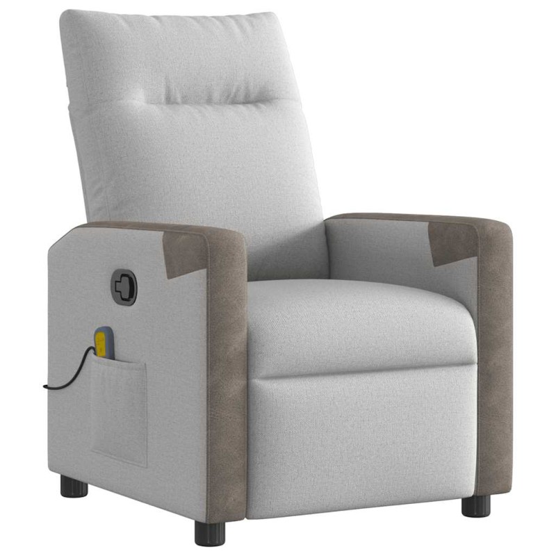 vidaXL καρέκλα ανάκλισης μασάζ Cloud Grey Fabric