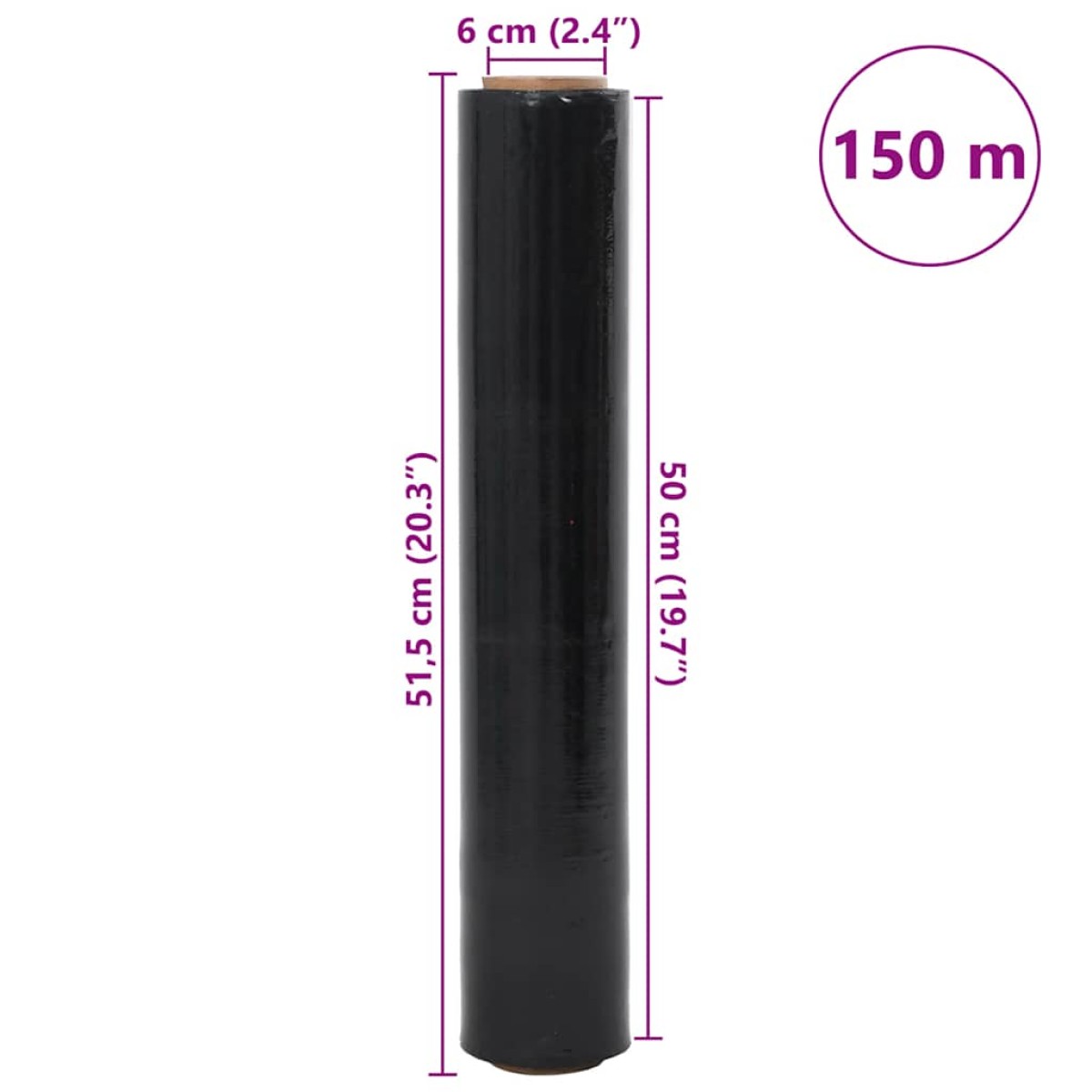 vidaXL Stretch Film 2 τεμάχια Μαύρο 30 μm 50 cm x 150 m