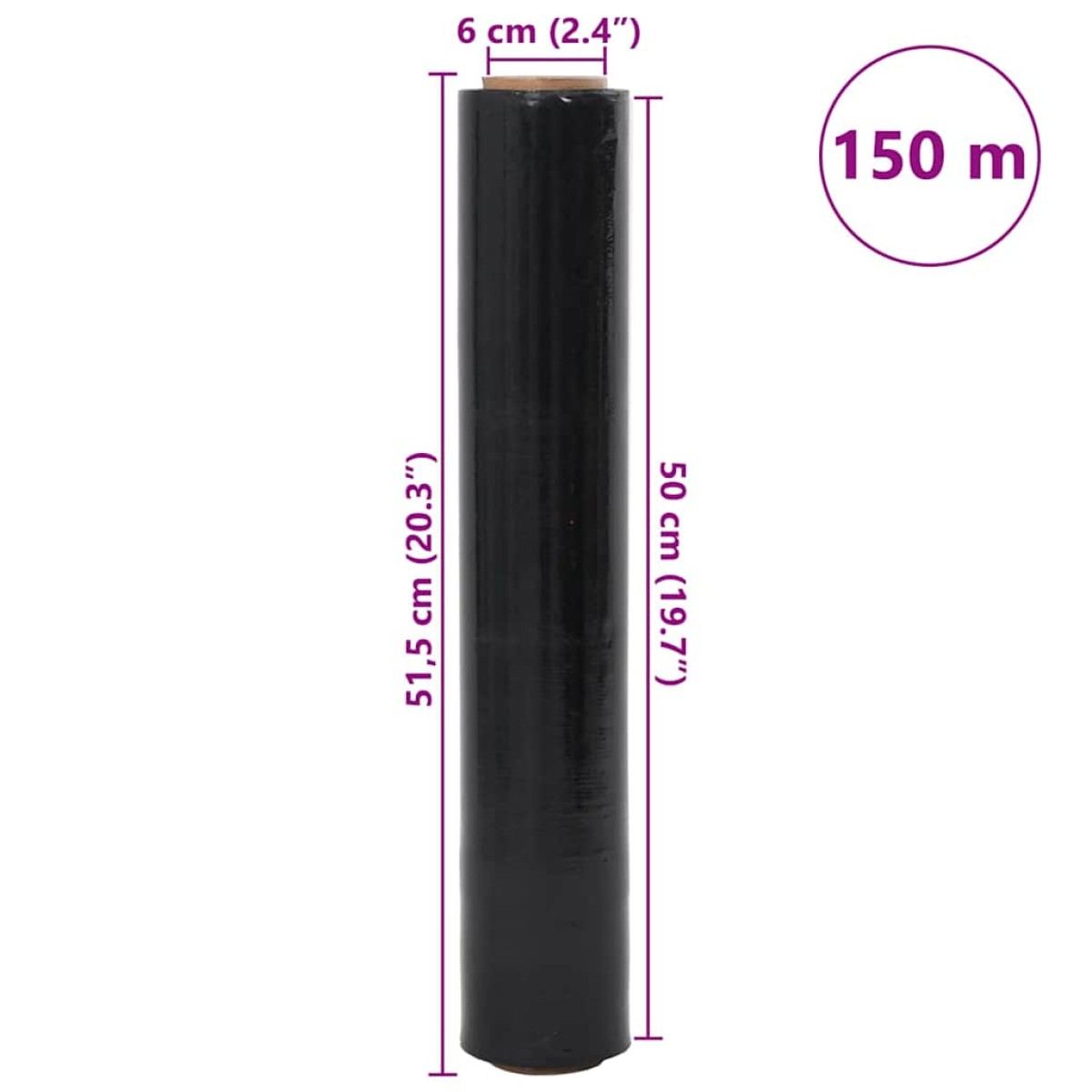 vidaXL Stretch Film 6 τεμάχια Μαύρο 23 μm 50 cm x 150 m