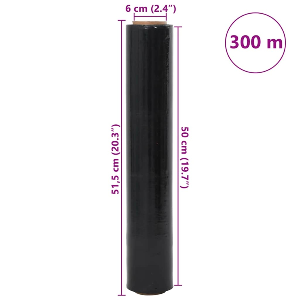 vidaXL Stretch Film 6 τεμάχια Μαύρο 30 μm 50 cm x 300 m