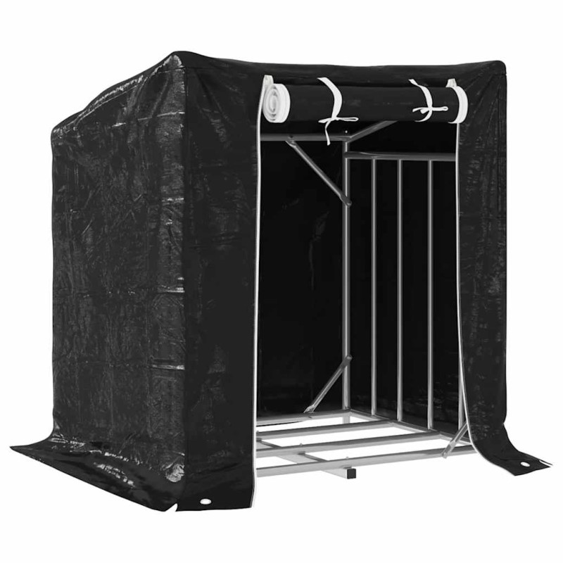 vidaxL Ράφι για καυσόξυλα με κάλυμμα βροχής 100,5x80,5x110,5 εκ.