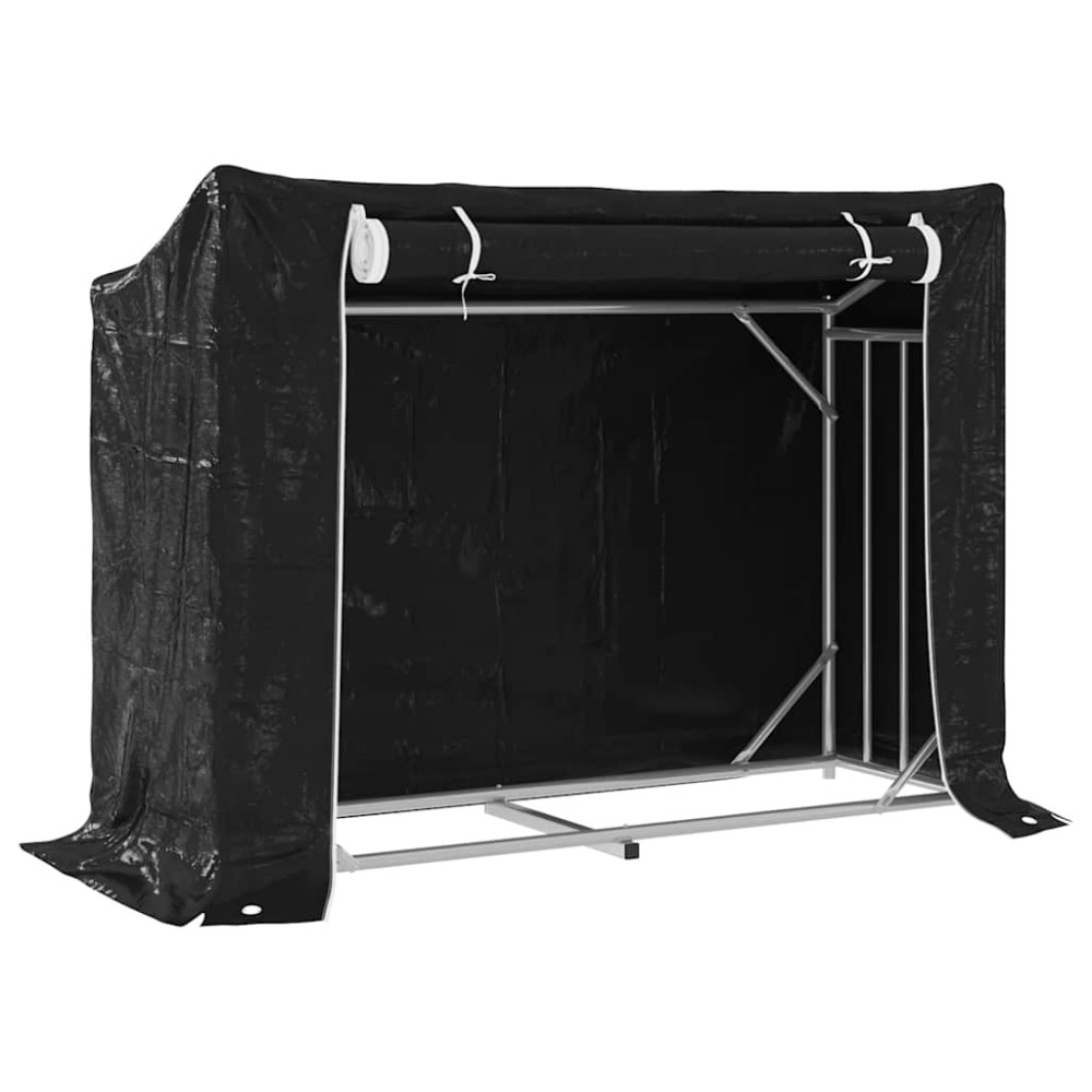 vidaxL Ράφι για καυσόξυλα με κάλυμμα βροχής 151x60,5x110,5 εκ.