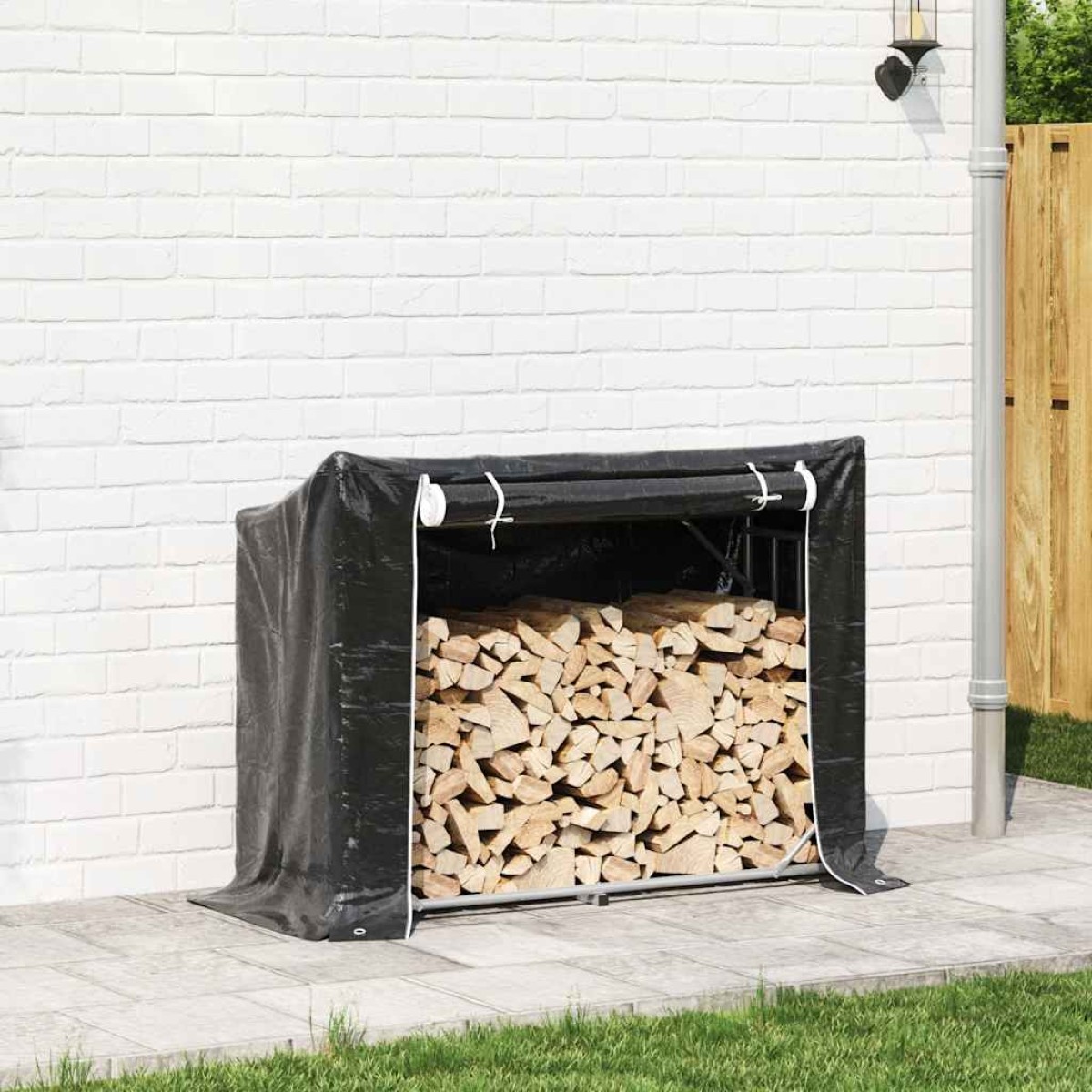 vidaxL Ράφι για καυσόξυλα με κάλυμμα βροχής 151x60,5x110,5 εκ.