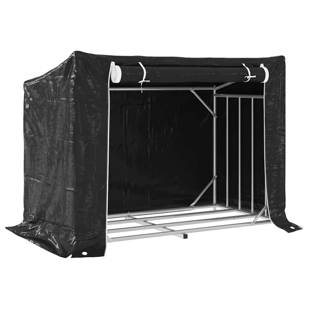 vidaxL Ράφι για καυσόξυλα με κάλυμμα βροχής 151x80,5x110,5 εκ.