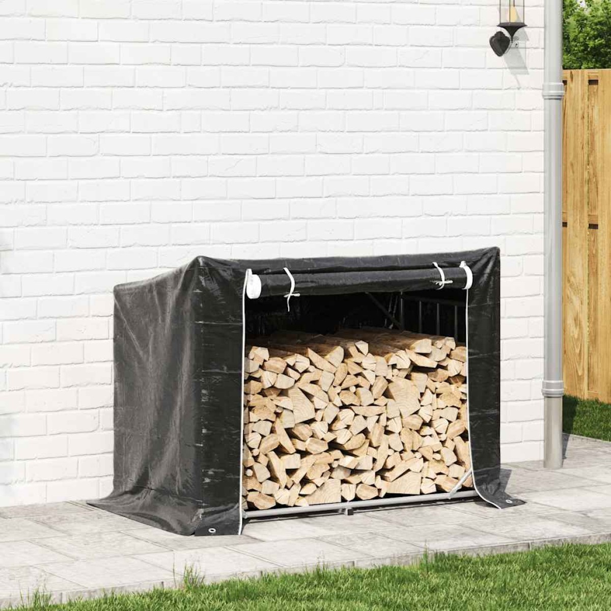 vidaxL Ράφι για καυσόξυλα με κάλυμμα βροχής 151x80,5x110,5 εκ.