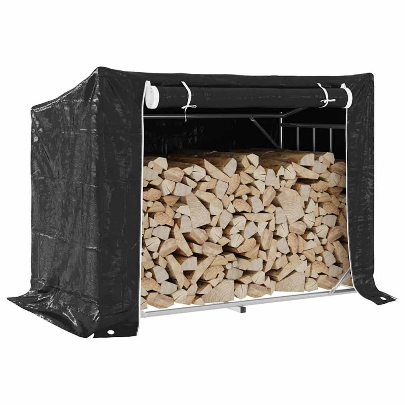 vidaxL Ράφι για καυσόξυλα με κάλυμμα βροχής 151x80,5x110,5 εκ.