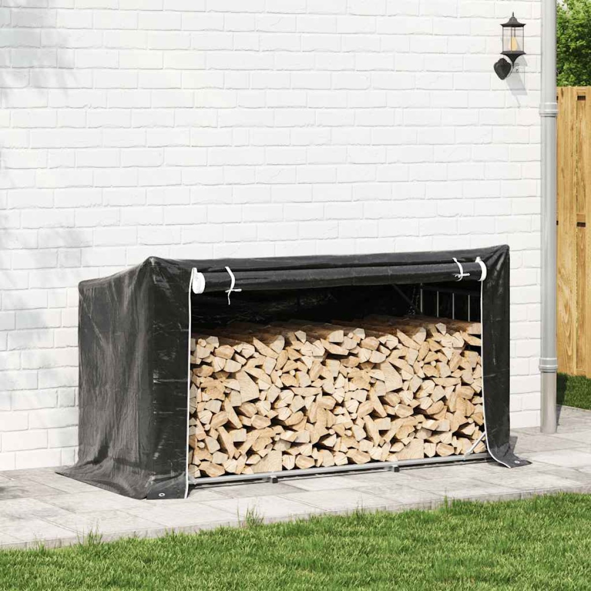vidaxL Ράφι για καυσόξυλα με κάλυμμα βροχής 200,5x80,5x110,5 εκ.