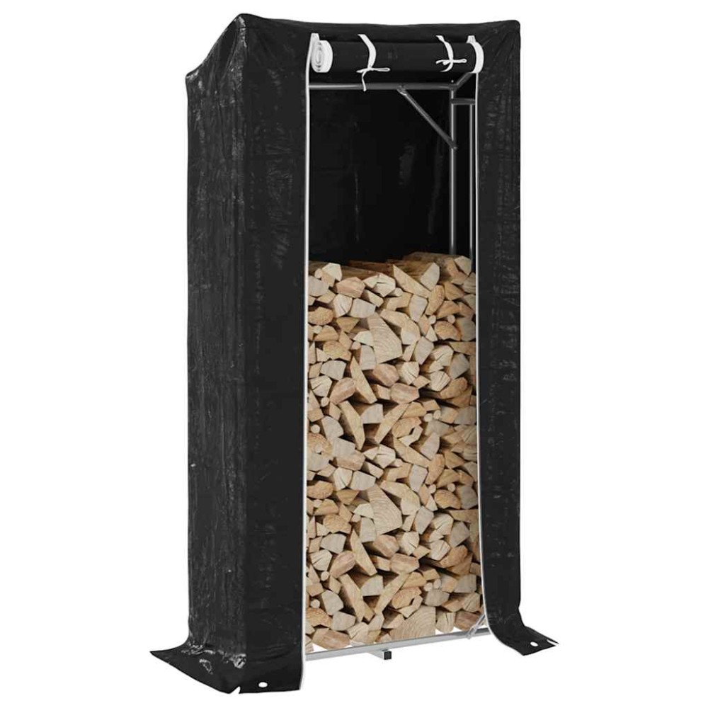 vidaxL Ράφι για καυσόξυλα με κάλυμμα βροχής 100x40x200 εκ.