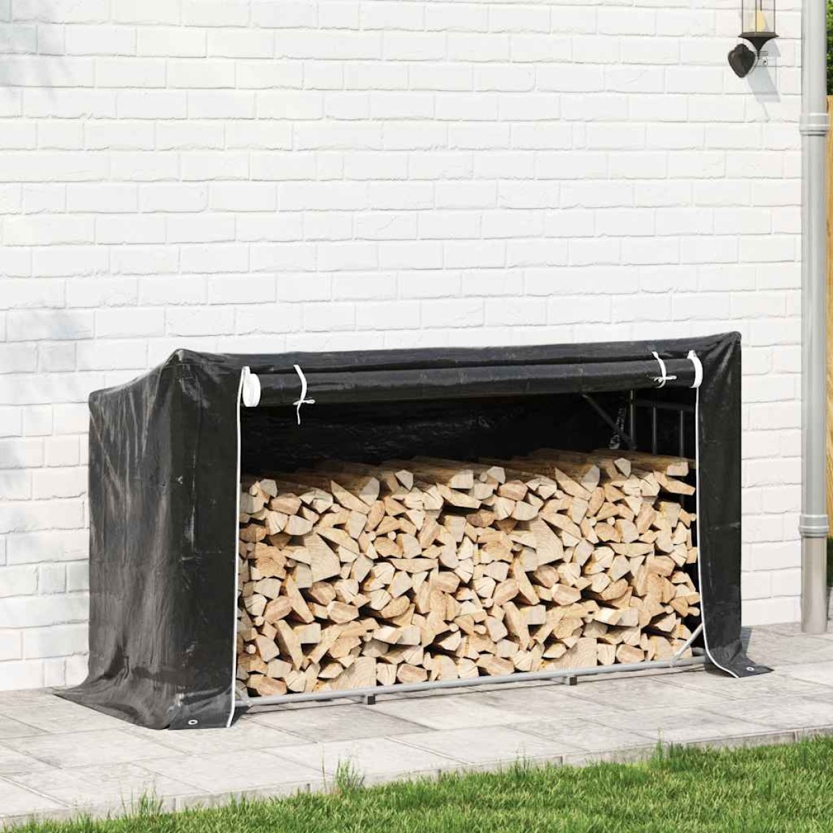 vidaxL Ράφι για καυσόξυλα με κάλυμμα βροχής 100x40x200 εκ.