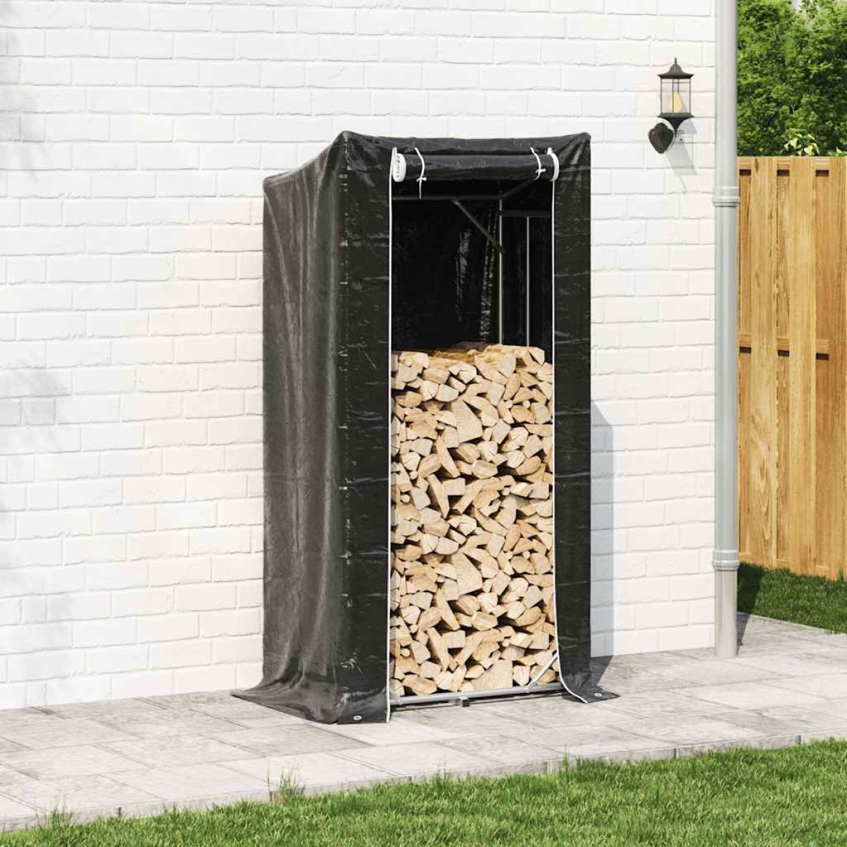 vidaxL Ράφι για καυσόξυλα με κάλυμμα βροχής 100x60x200 εκ.