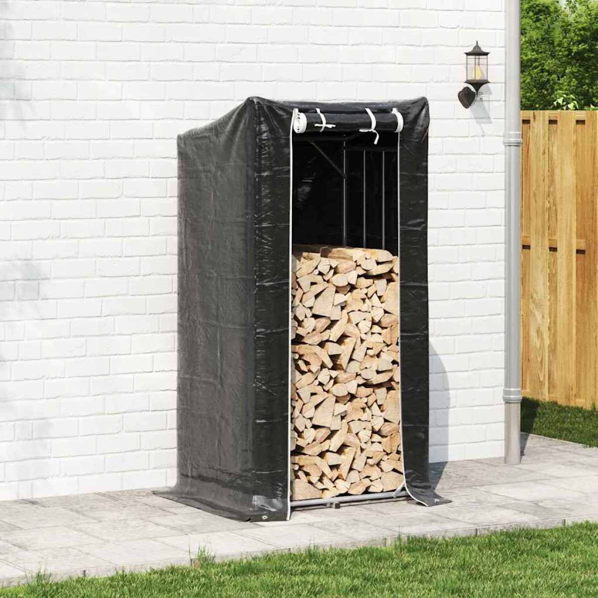 vidaxL Ράφι για καυσόξυλα με κάλυμμα βροχής 100x80x200 εκ.