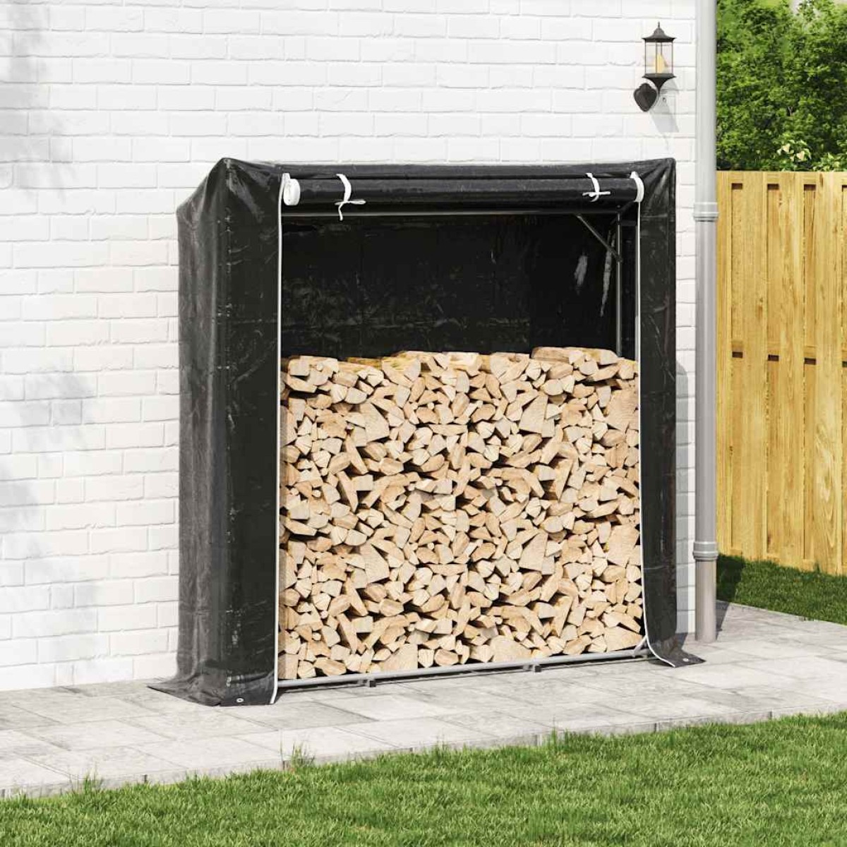 vidaxL Ράφι για καυσόξυλα με κάλυμμα βροχής 200x40x200 εκ.