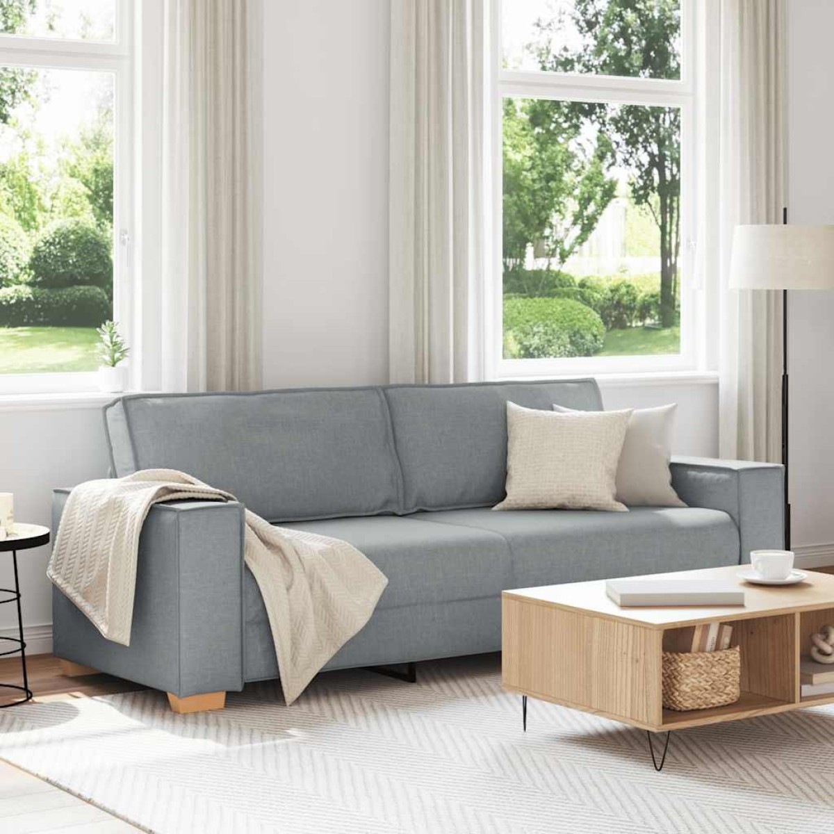 vidaXL Τριθέσιος Καναπές Ανοιχτό Γκρι 220x78x84 εκ. Υφασμάτινος