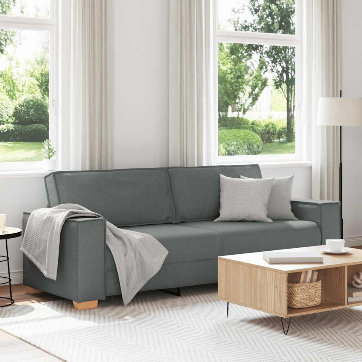 vidaXL Τριθέσιος Καναπές Σκούρο Γκρι 220x78x84 εκ. Υφασμάτινος