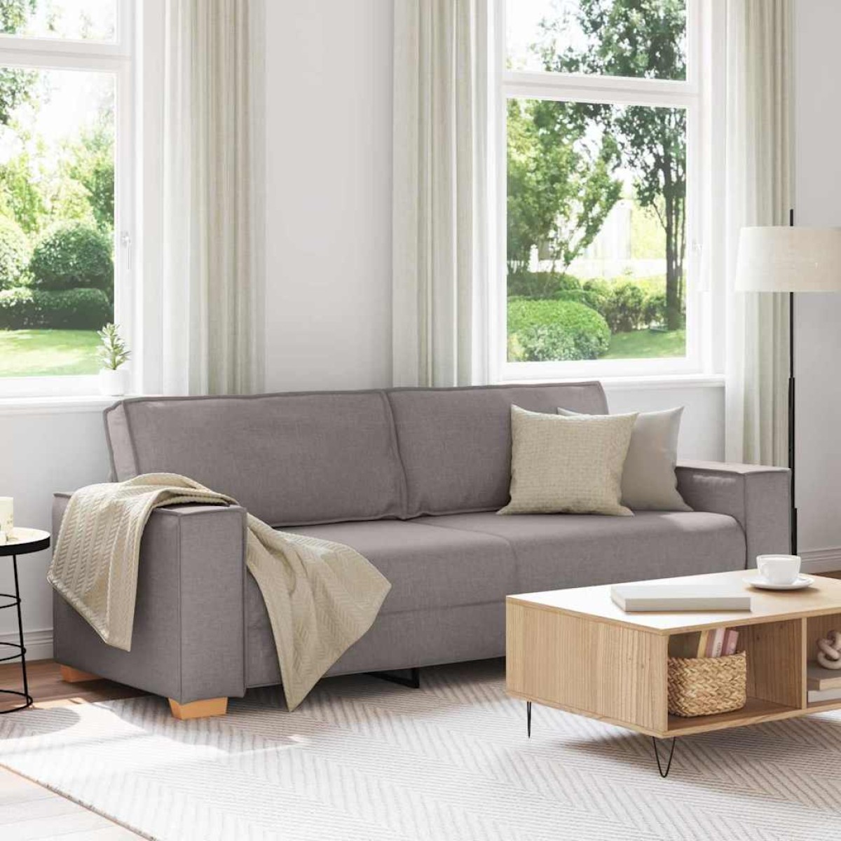 vidaXL 3-Θέσιος καναπές Taupe 220 cm ύφασμα
