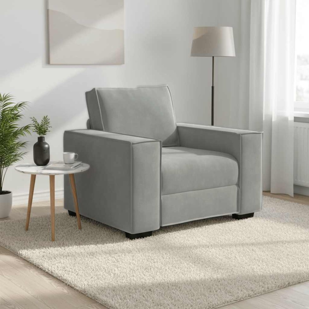 vidaXL Πολυθρόνα Ανοιχτό Γκρι Βελούδινη 100 x 78 x 84 εκ.