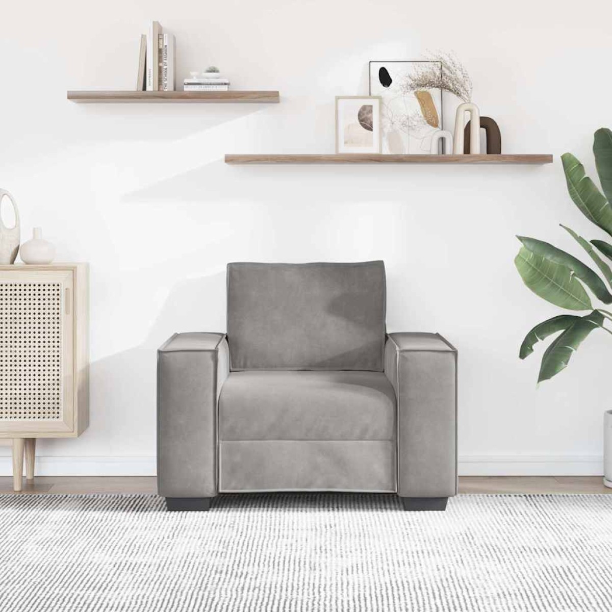 vidaXL Πολυθρόνα Ανοιχτό Γκρι Βελούδινη 100 x 78 x 84 εκ.