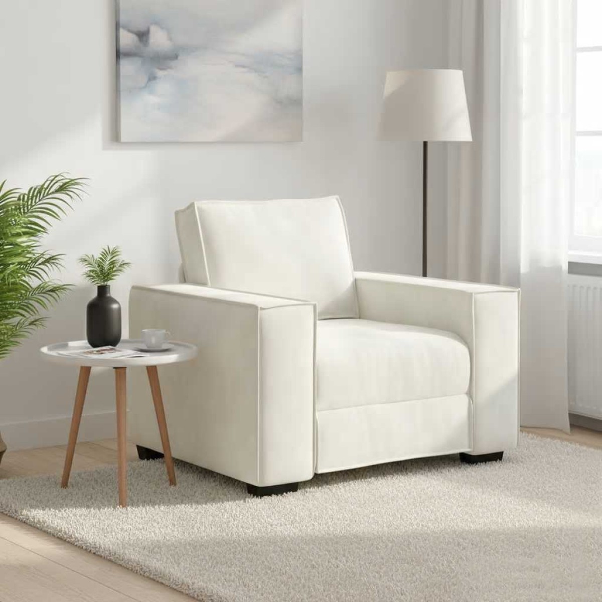 vidaXL Πολυθρόνα-Καναπέ-Κρεμ 100x78x84 εκ. Βελούδο