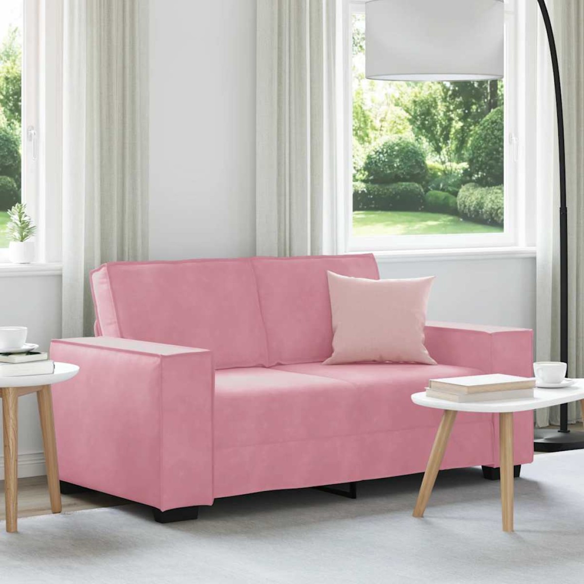 vidaXL Διθέσιος Καναπές Ροζ Βελούδινος 160x78x84 εκ.
