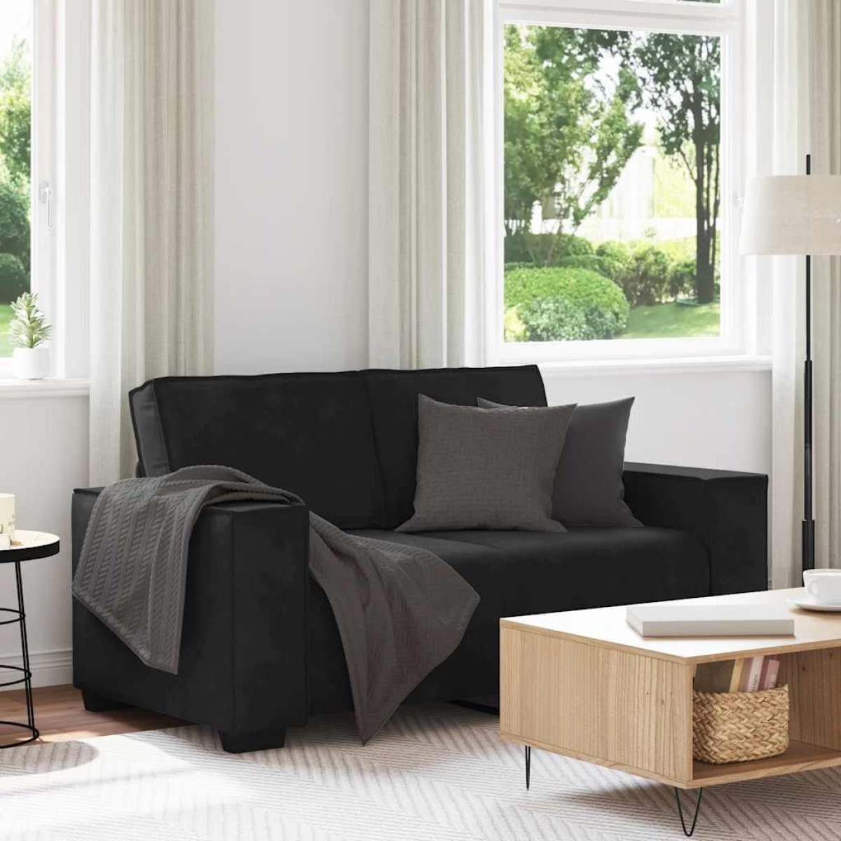 vidaXL Διθέσιος Καναπές Μαύρος Βελούδινος 160x78x84 εκ.