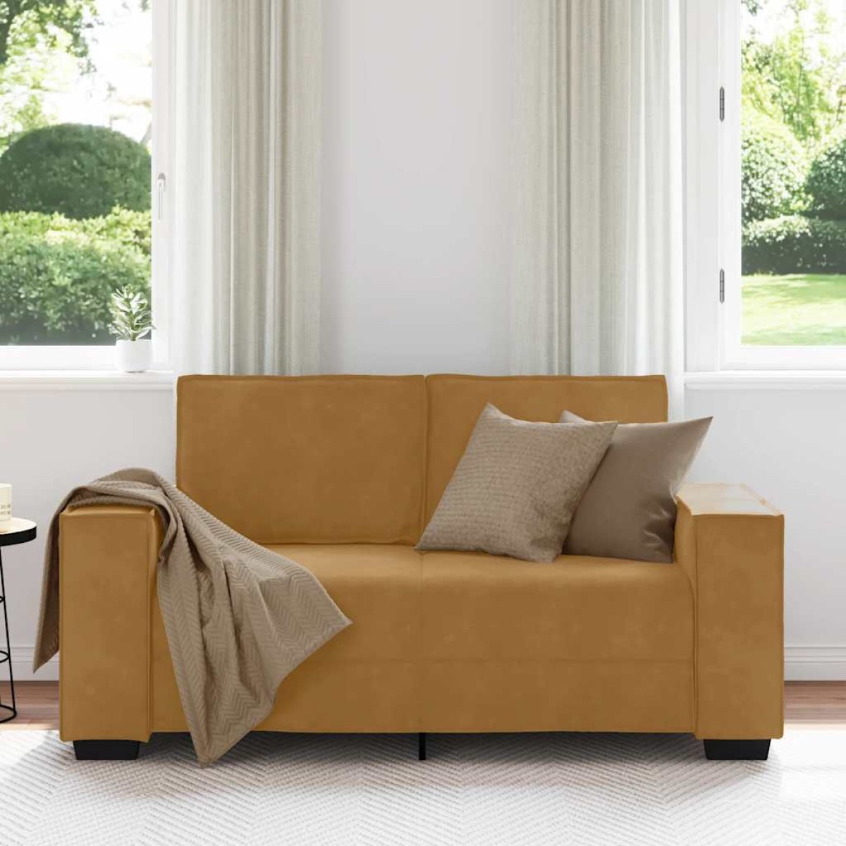 vidaXL Διθέσιος Καναπές Καφέ Βελούδινος 160x78x84 εκ.
